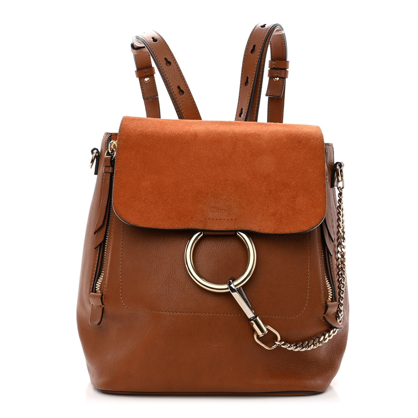 Suede Calfskin Medium Faye Backpack Tan