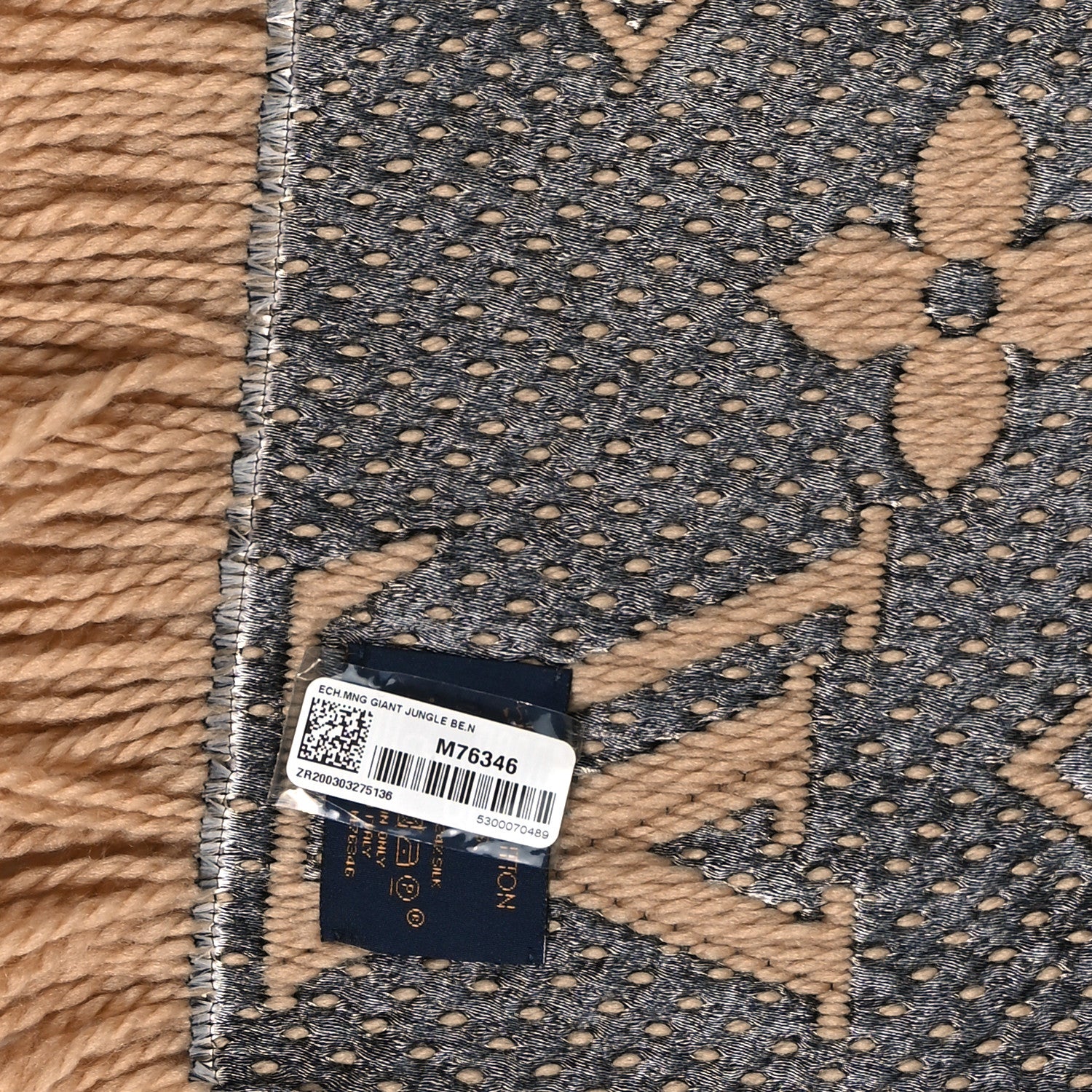 Louis Vuitton Wool Silk Monogram Giant Jungle Logomania Shine Scarf Beige 3 of 3