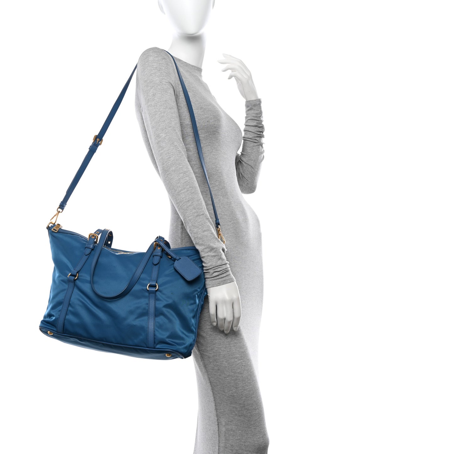 Tessuto Nylon Saffiano Tote Cobalto