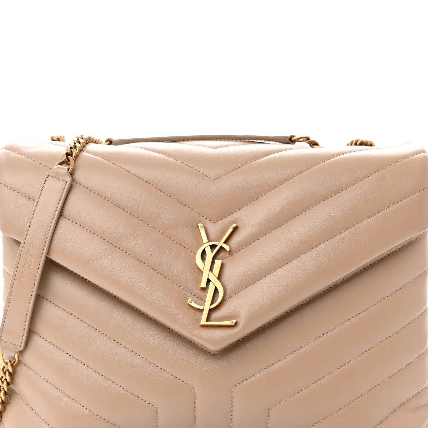 Calfskin Y Quilted Monogram Medium Loulou Chain Satchel Nude Powder