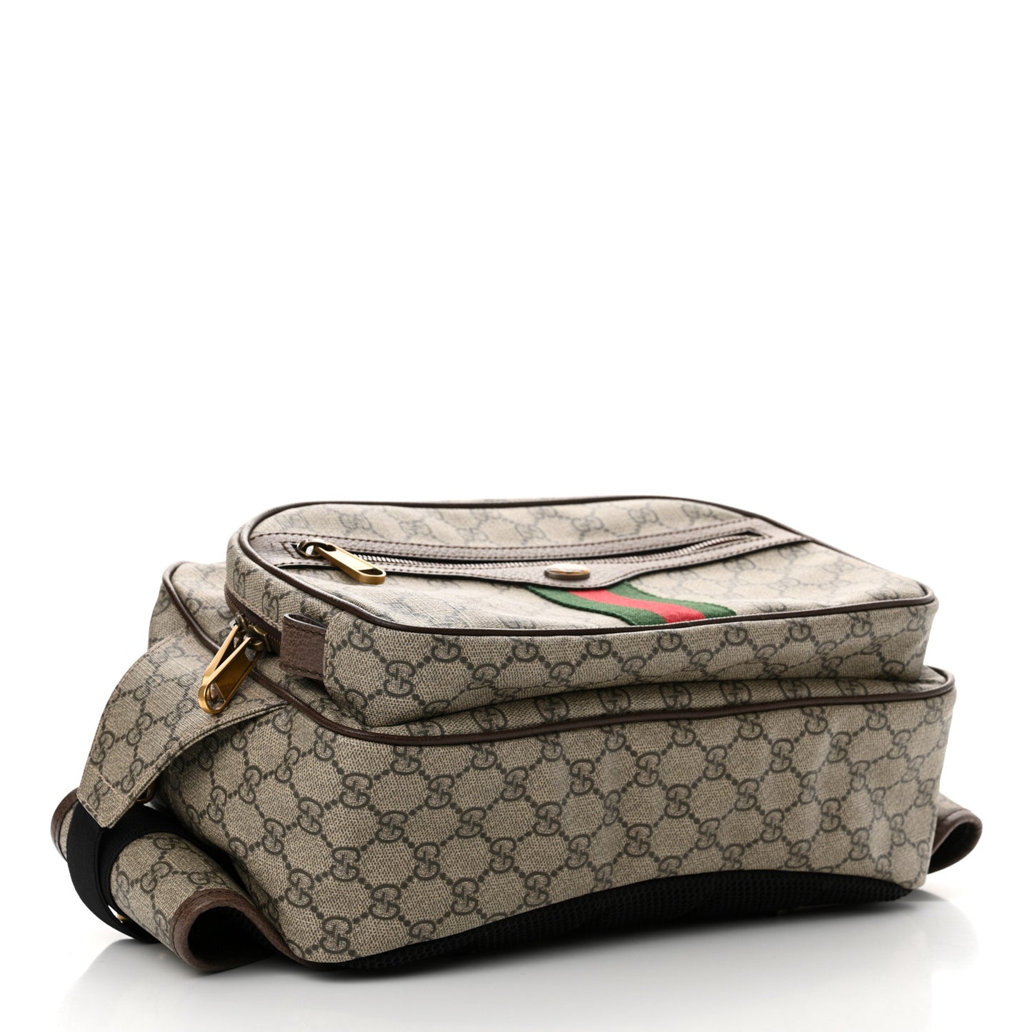 Soft GG Supreme Monogram Textured Dollar Calfskin Web Ophidia Pouch Pocket Belt Bag Beige Ebony New Acero Black