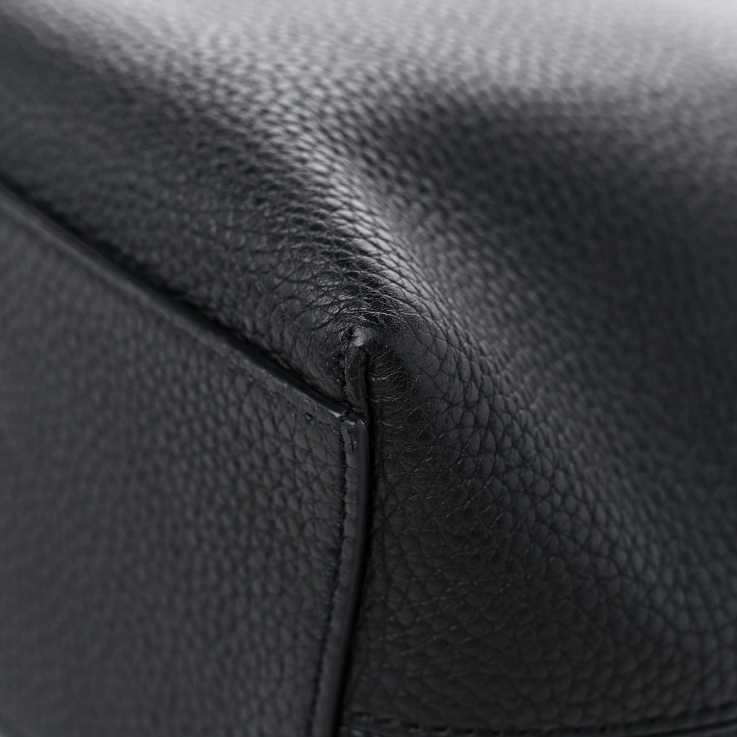 Grained Calfskin Small Rockstud Shoulder Tote Black