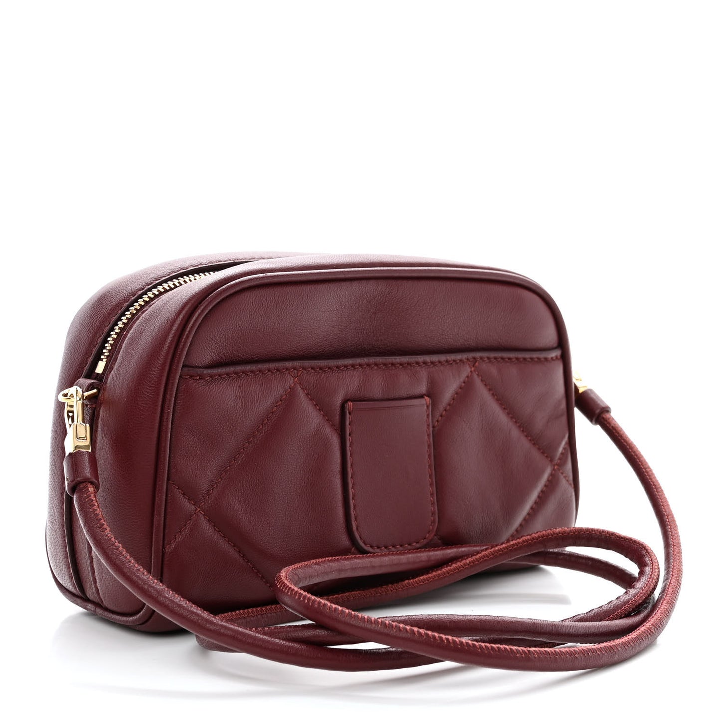 Lambskin Quilted Camera Bag Burgundy Red