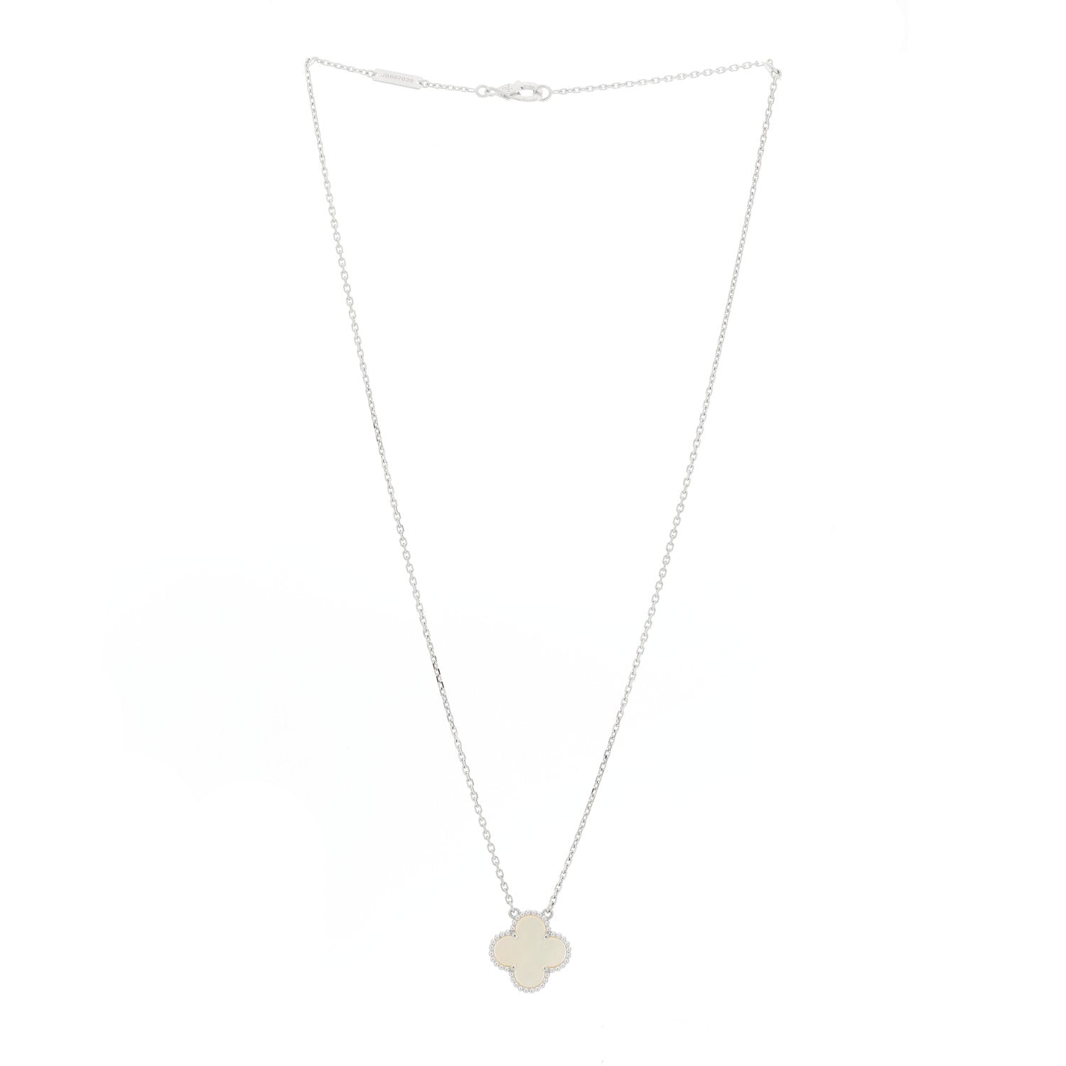 Van Cleef & Arpels 18K White Gold Mother Of Pearl Vintage Alhambra Pendant Necklace 3 of 6