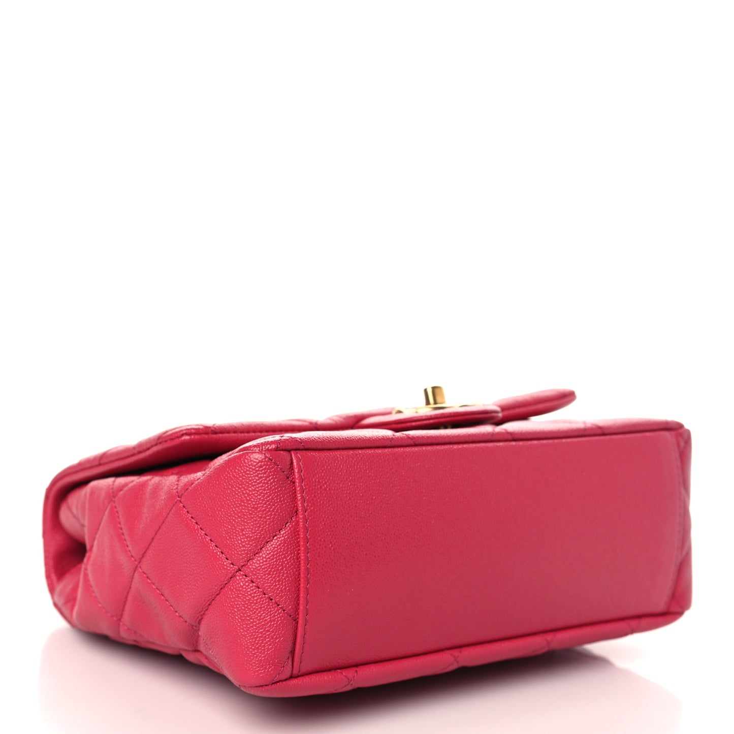 Shiny Caviar Quilted Small Top Handle Flap Pink
