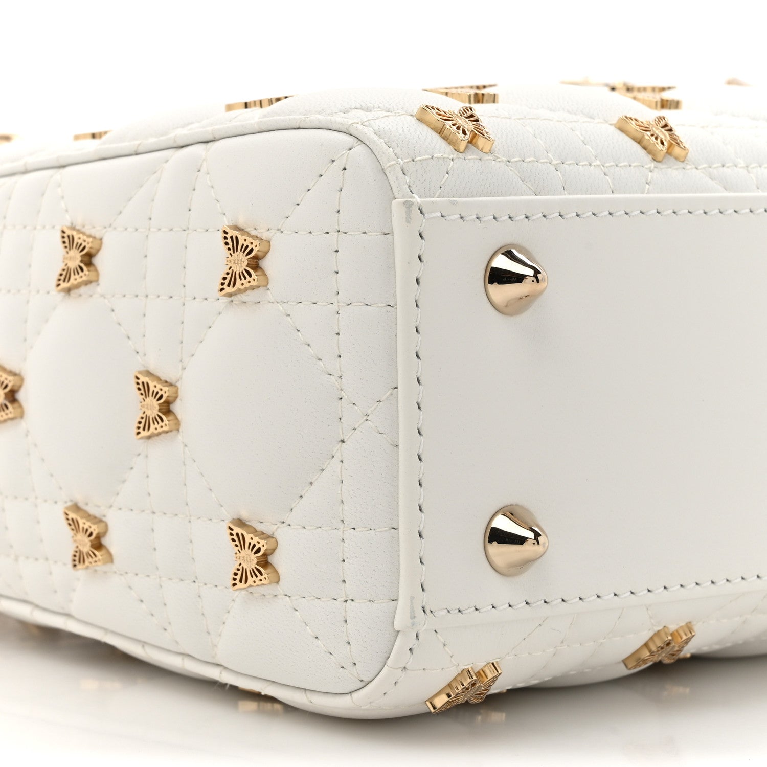 Christian Dior Lambskin Cannage Butterfly Studs Small Lady Dior White 10 of 14