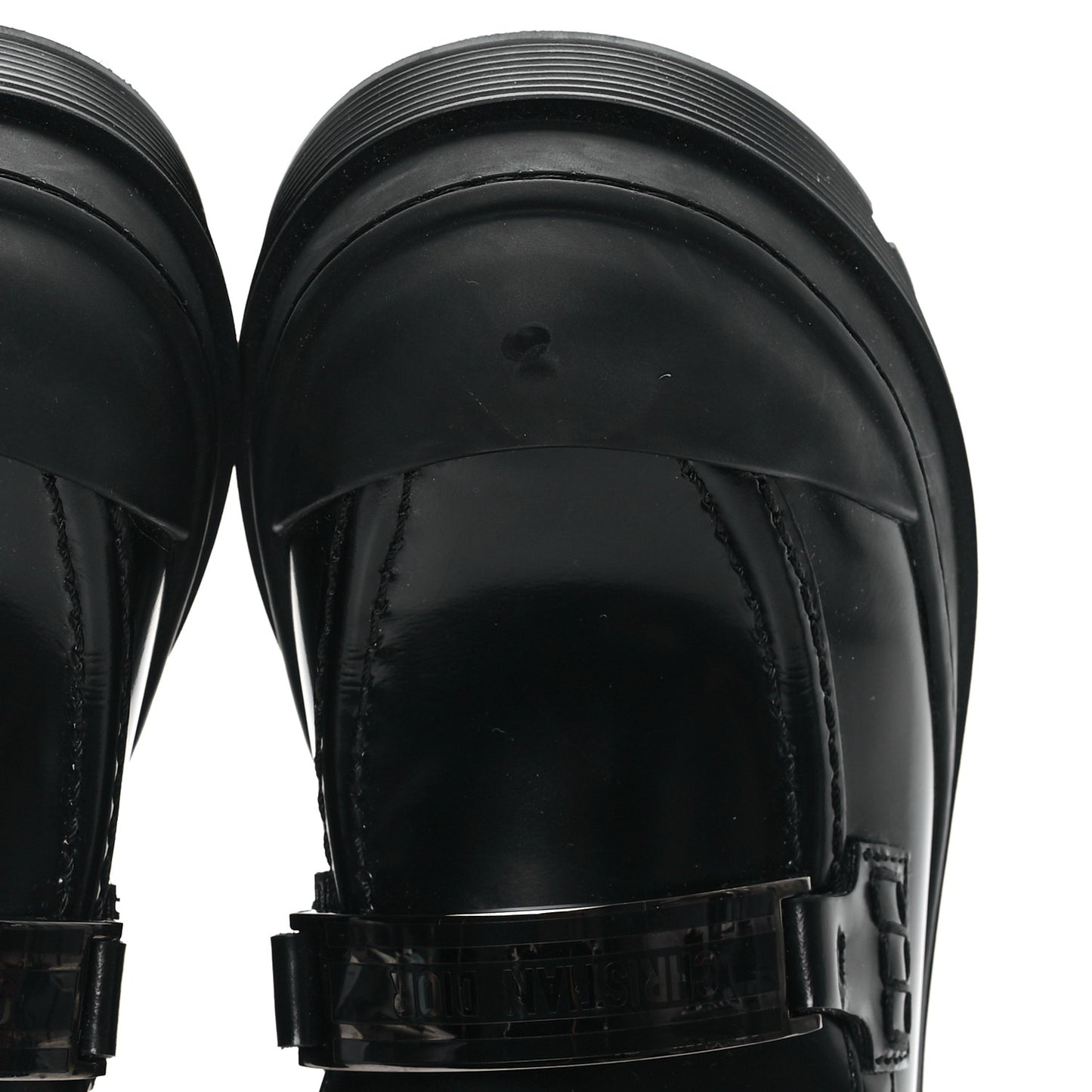 Brushed Calfskin Rubber Dior Code Cap Toe Lug Sole 15mm Loafers 35 Black
