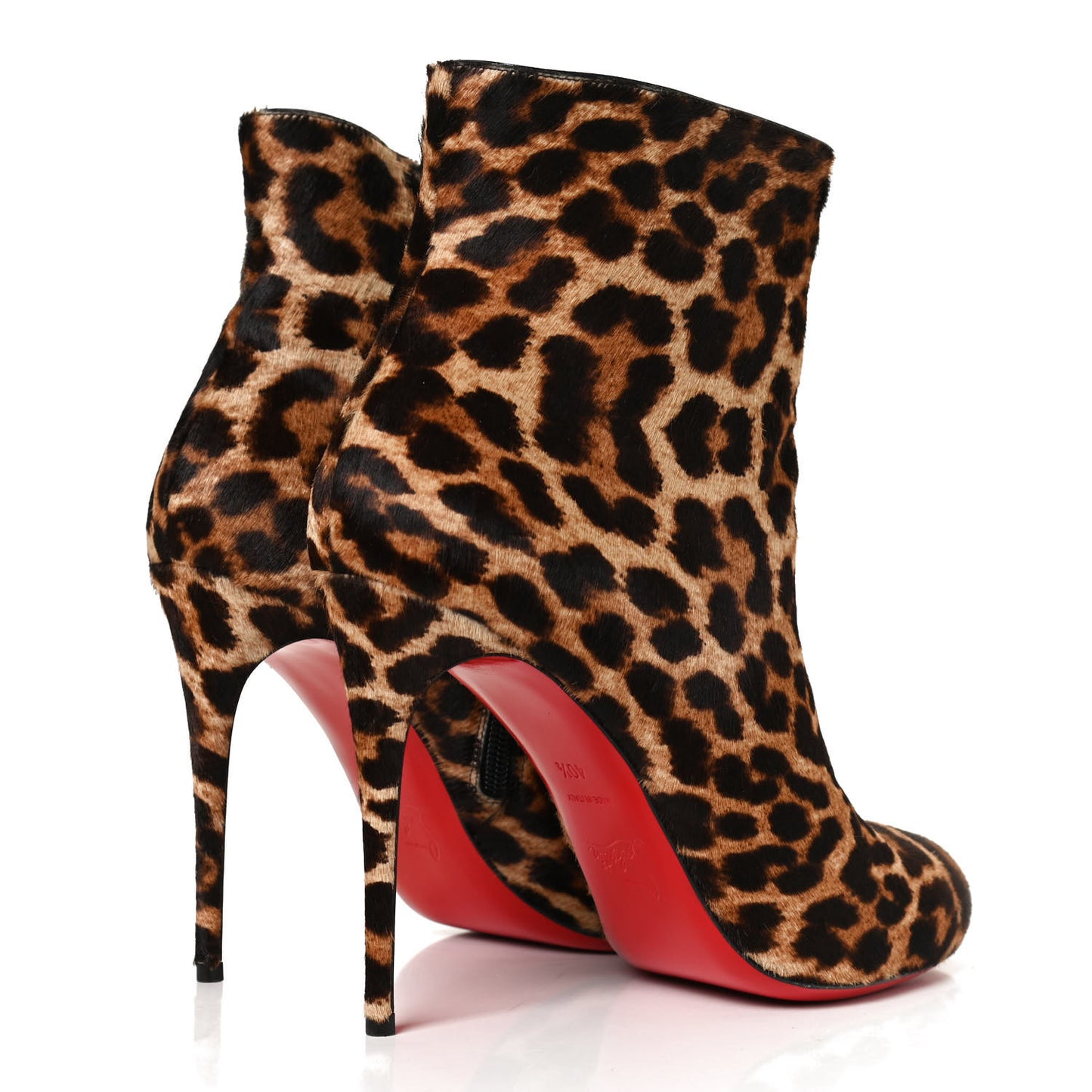 Calf Hair Leopard Print Ankle Boots 40.5