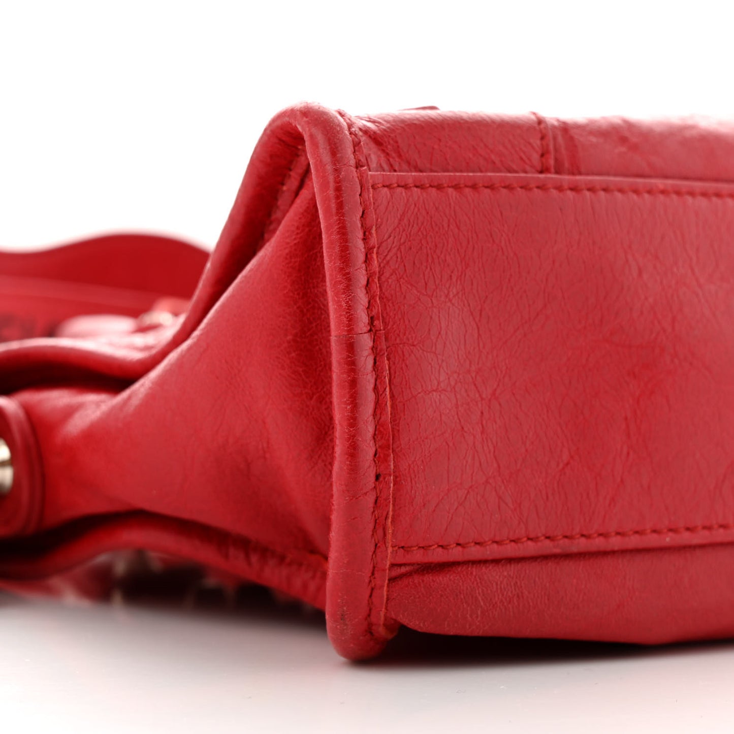 Agneau Classic Silver Hardware Mini City Logo Strap Red Black