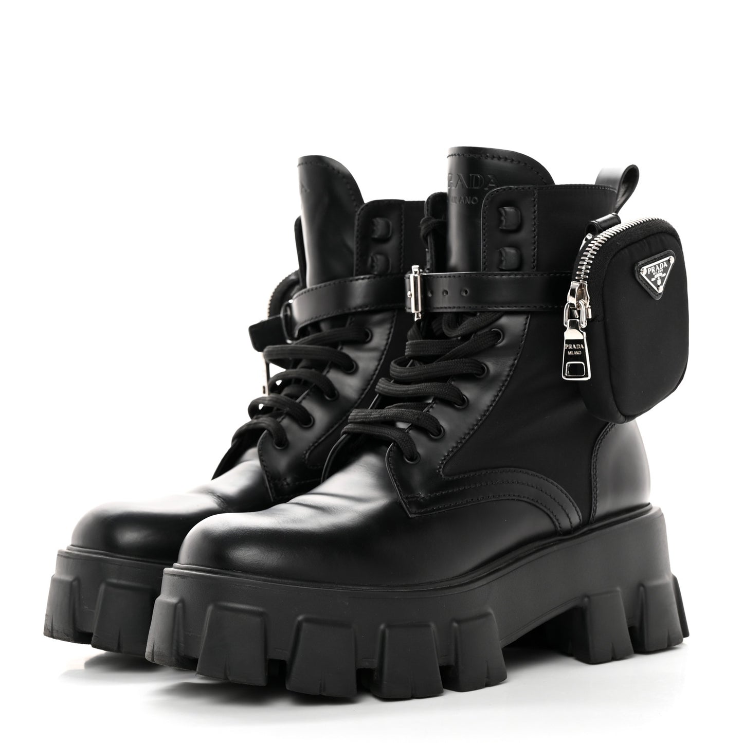 Spazzolato Rois Re-Nylon Metal Triangle Logo Monolith Pouch Pocket 55mm Boots 37 Black