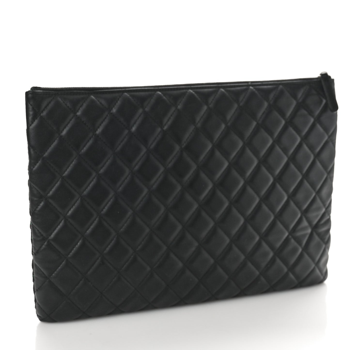 Lambskin Tweed Quilted Medium Flap Cosmetic Case Multicolor Black