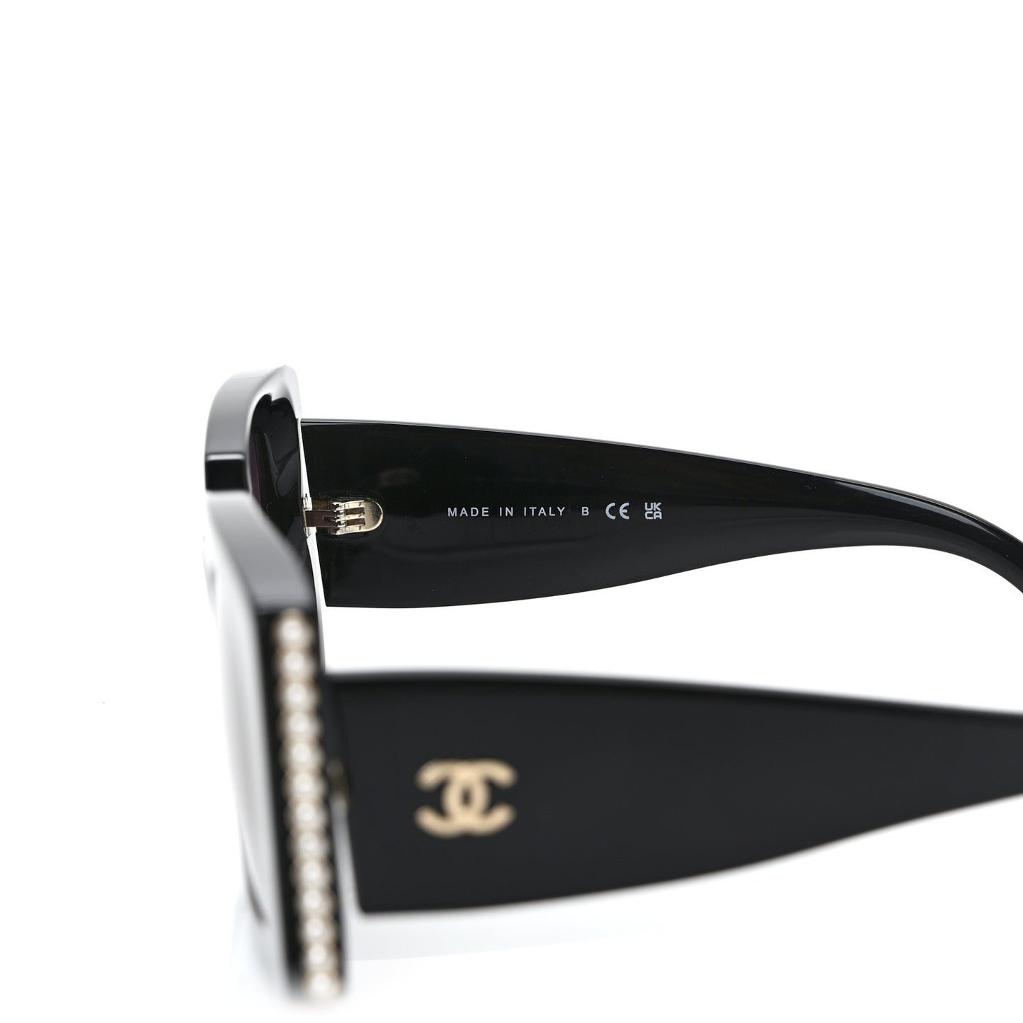 Acetate Pearl Rectangle Sunglasses 5480-H-A Black