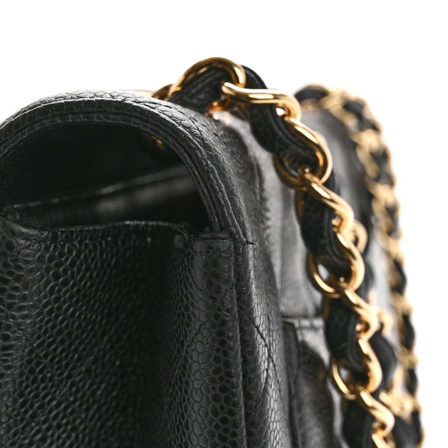 Caviar Quilted Jumbo Double Flap Black