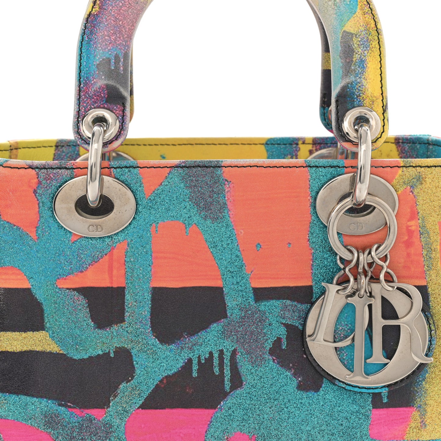 X CHRIS MARTIN Printed Medium Lady Dior Art Multicolor
