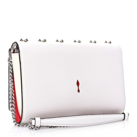 Calfskin Spikes Loubinthesky Paloma Clutch Snow