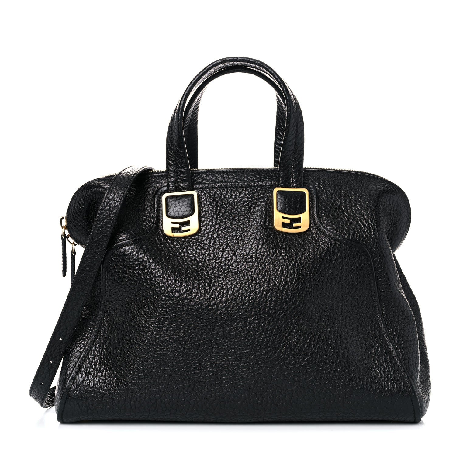 Fendi Pebbled Calfskin Large Chameleon Tote Black 1 of 13