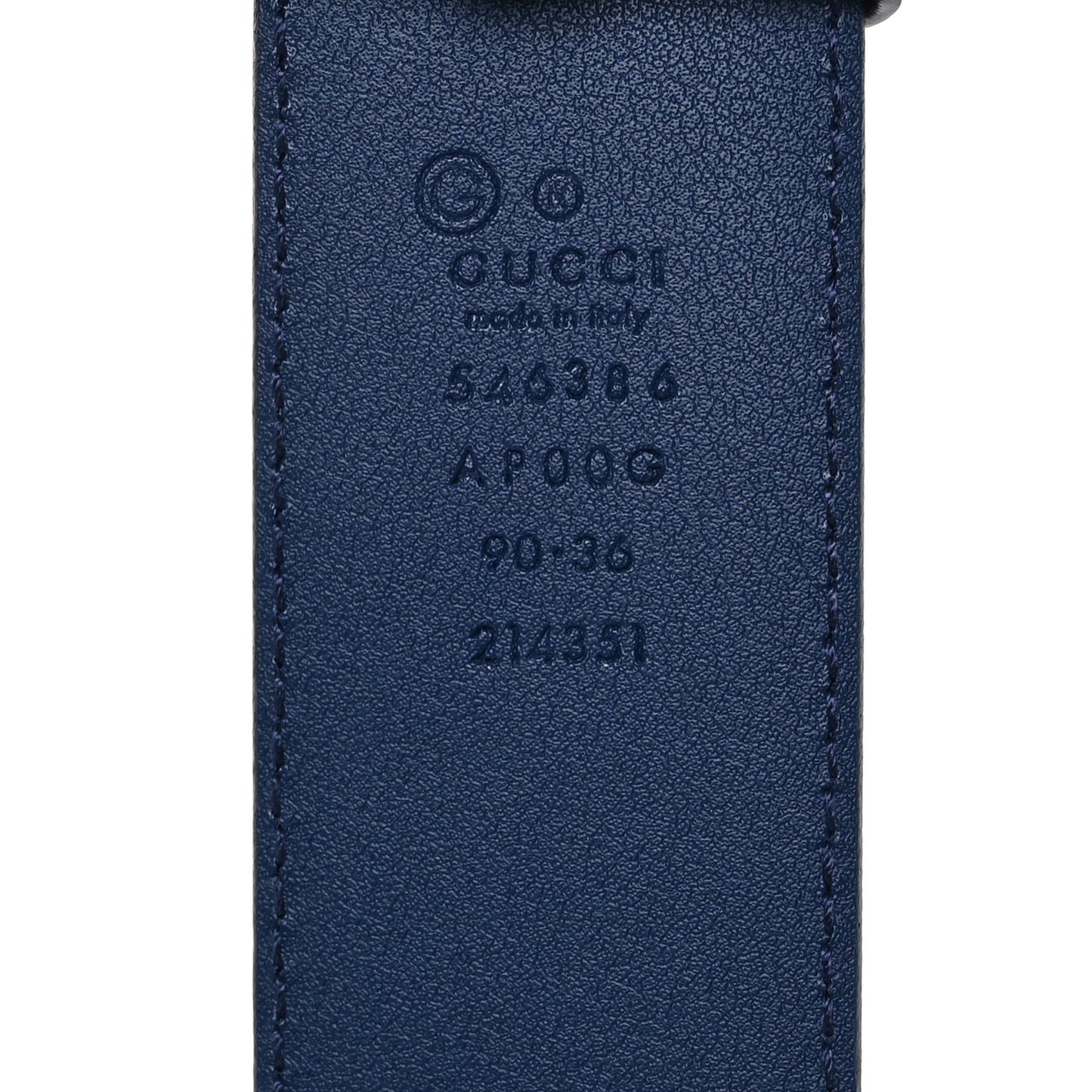 Moon Calfskin Interlocking G 37mm Belt 90 36 Cobalt Blue