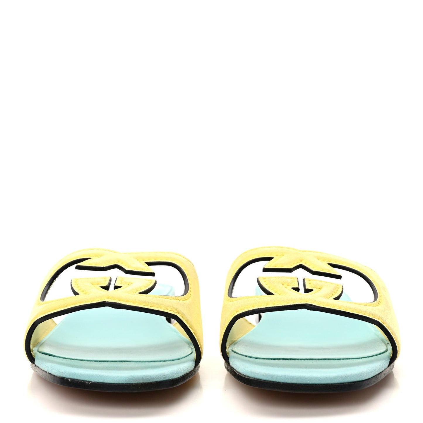 Kid Scamosciato Interlocking G Cut Out Slide Sandals 38 Banana