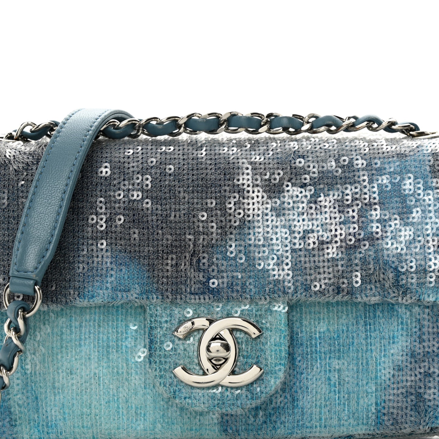 Sequin Mini Waterfall Flap Light Blue