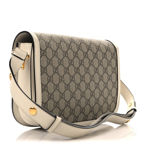 GG Supreme Monogram Horsebit 1955 Shoulder Bag Beige Mystic White