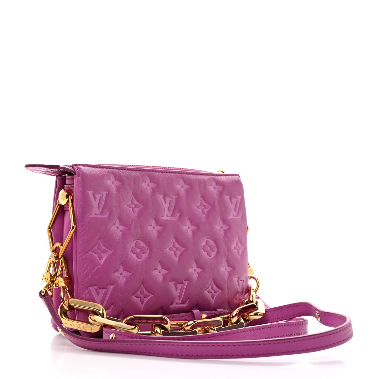 Lambskin Embossed Monogram Coussin BB Orchid