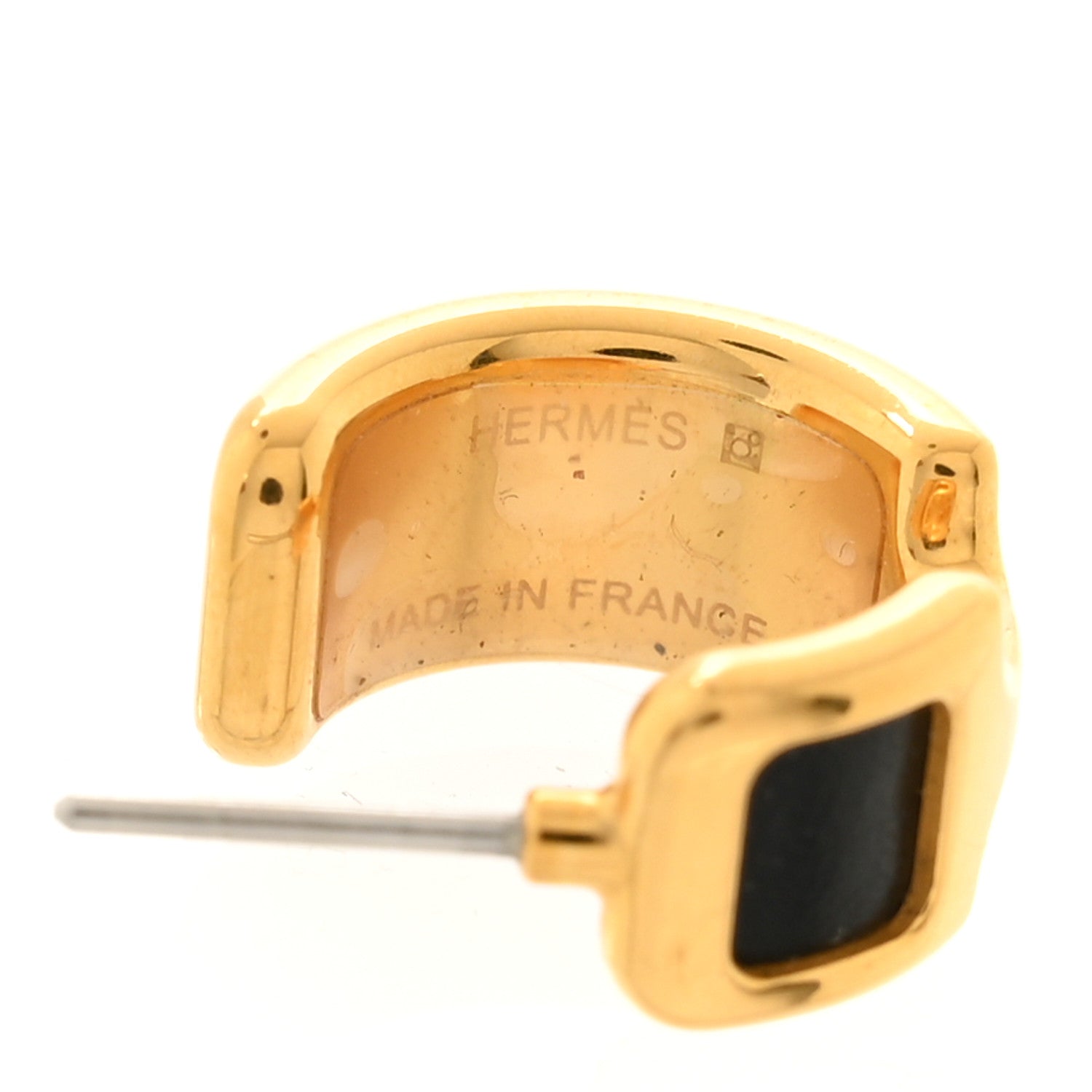 Hermes Box Calfskin Olympe Hoop Earrings Black 4 of 5