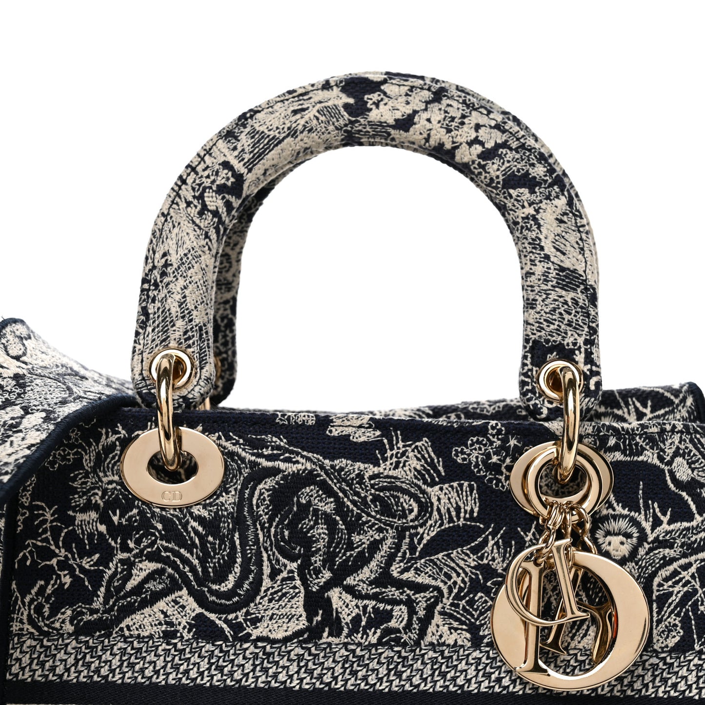 Canvas Toile De Jouy Reverse Embroidered Medium Lady D-Lite Navy