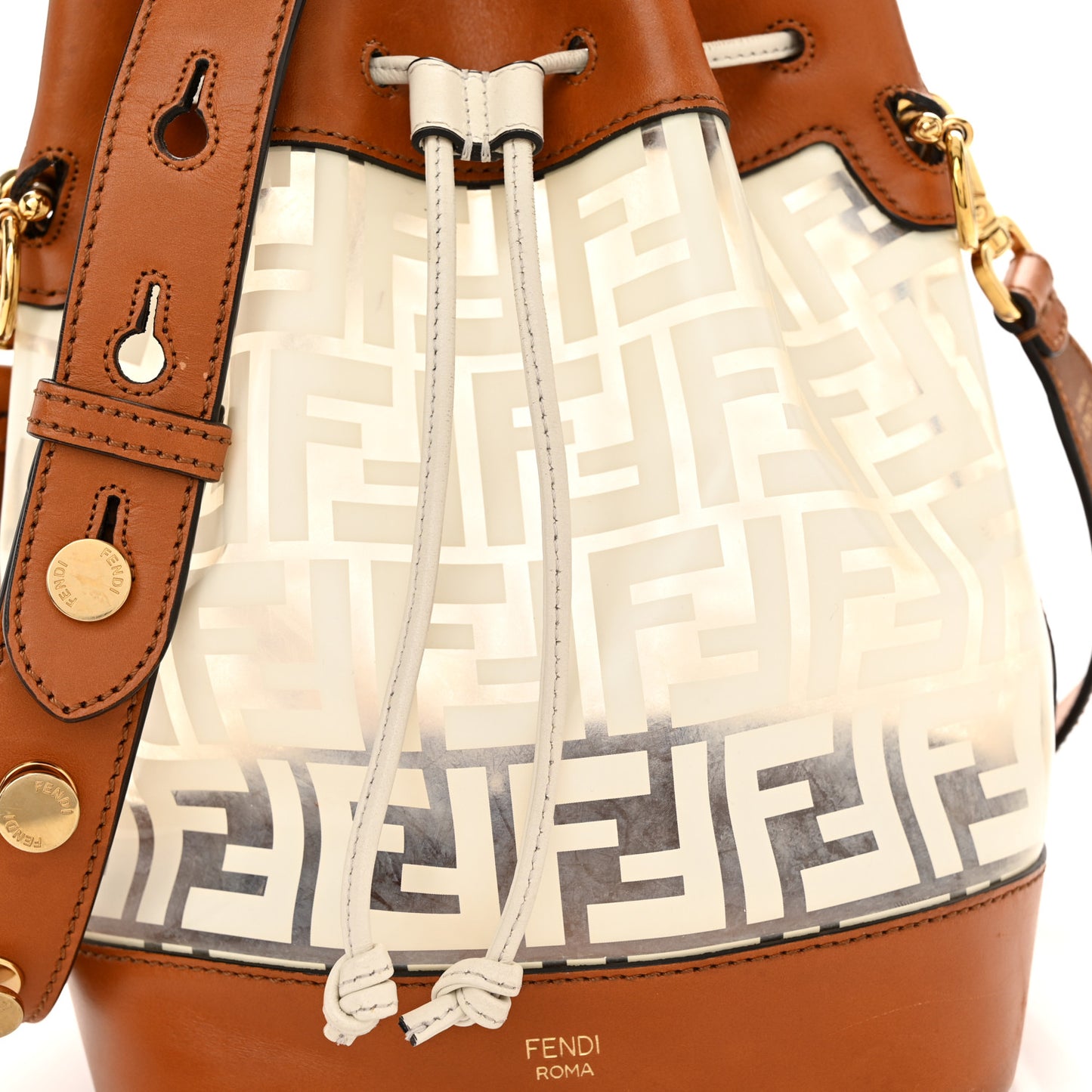 TPU FF Vitello Aura F is Fendi Grande Mon Tresor Bucket Bag White Cuoio