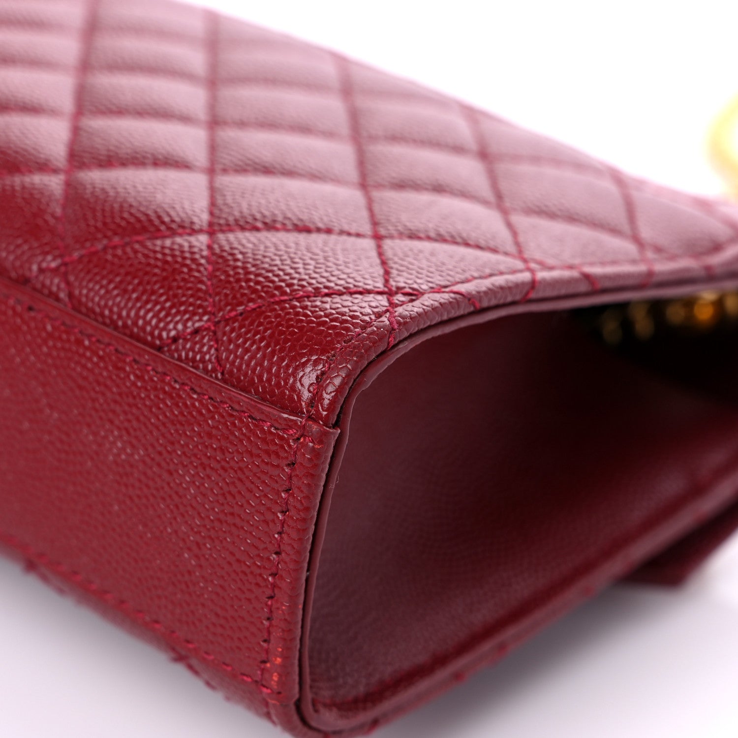 Saint Laurent Grain De Poudre Textured Mixed Matelasse Triquilt Small Monogram Satchel Red 11 of 13