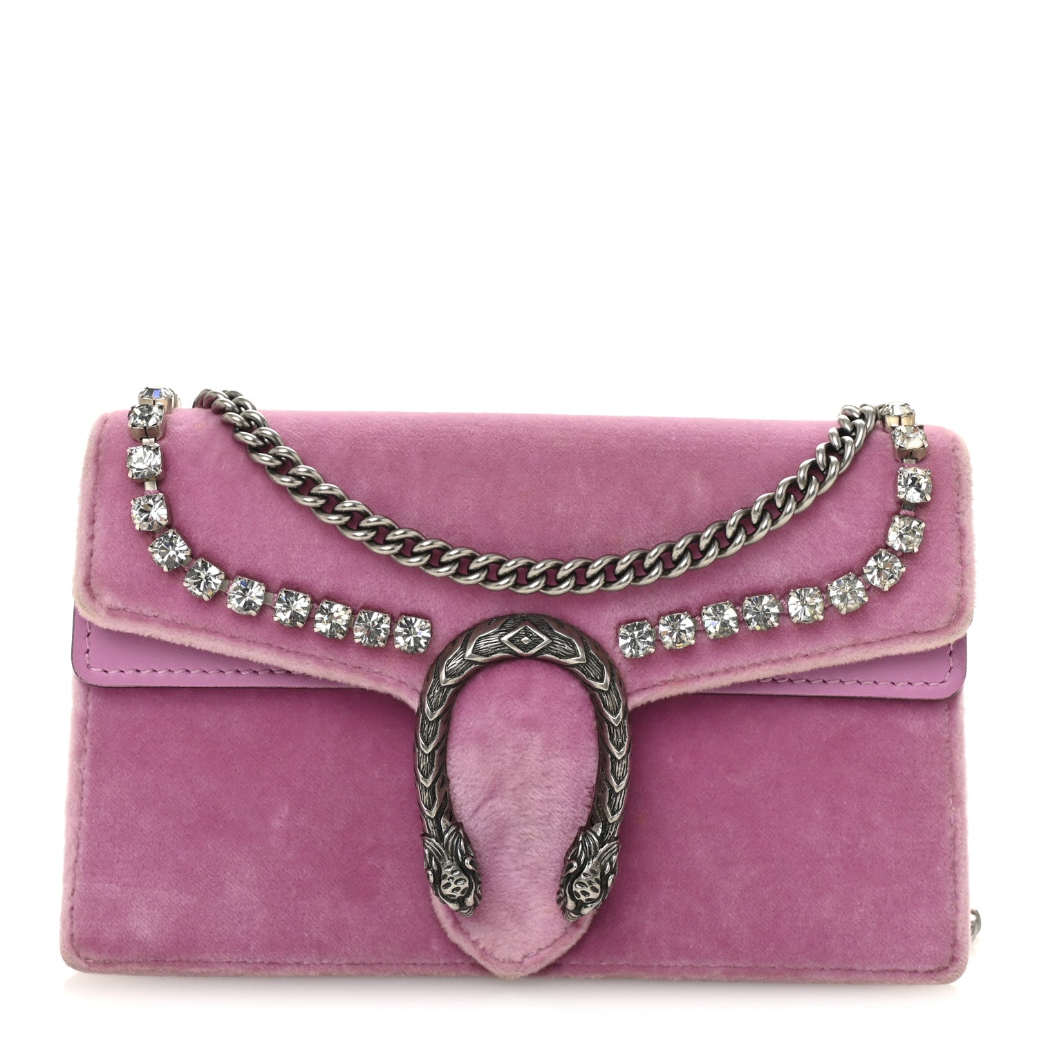 Gucci Velvet Crystal Super Mini Dionysus Shoulder Bag Malva