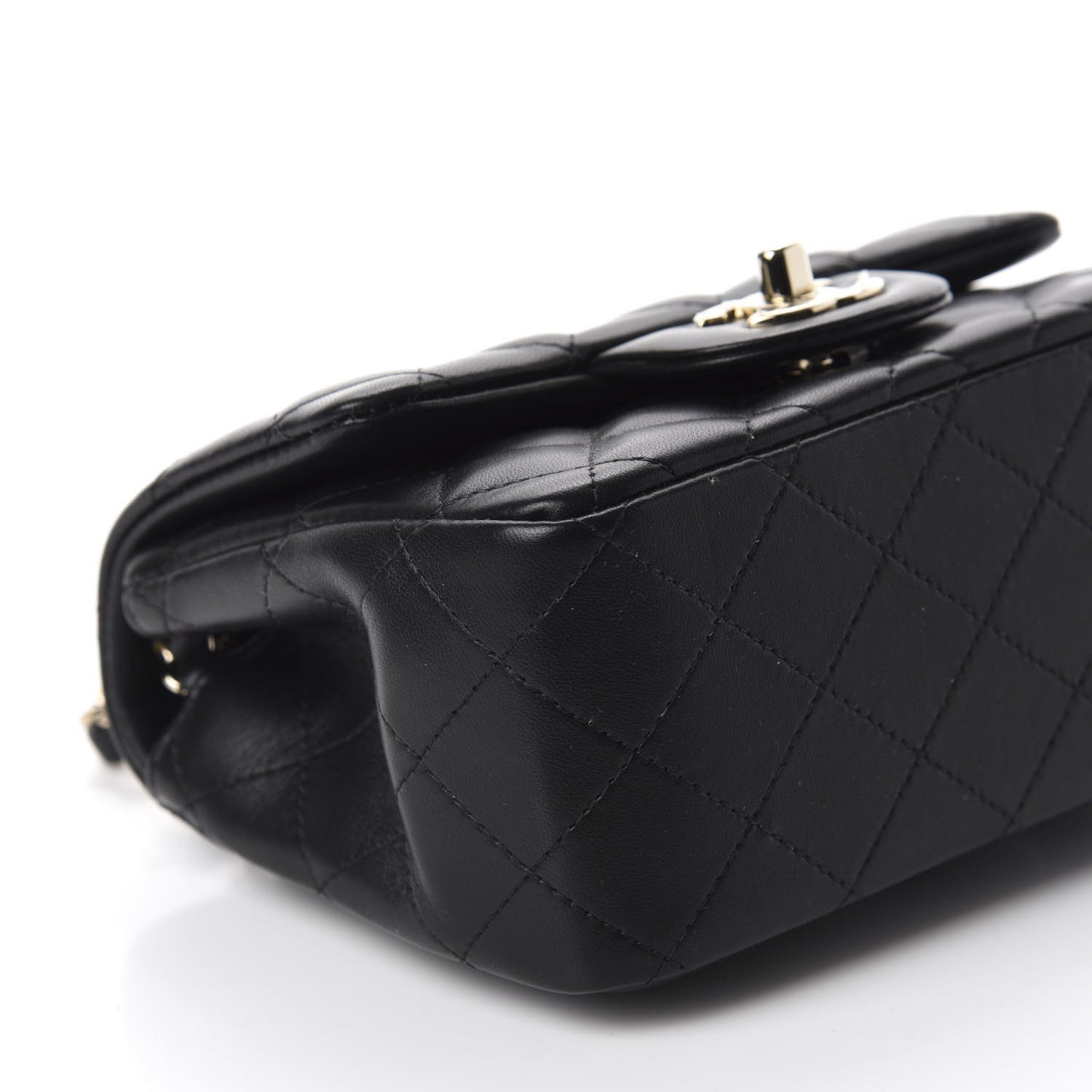 Lambskin Quilted Mini Square Flap Black