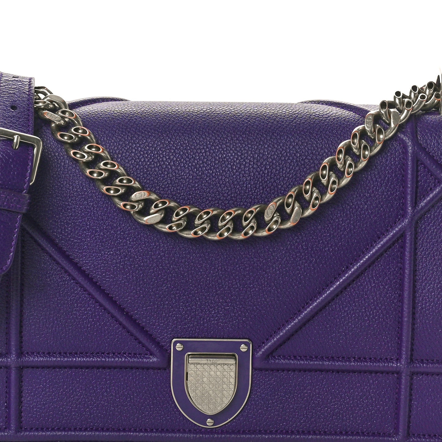 Grained Calfskin Medium Diorama Flap Bag Purple