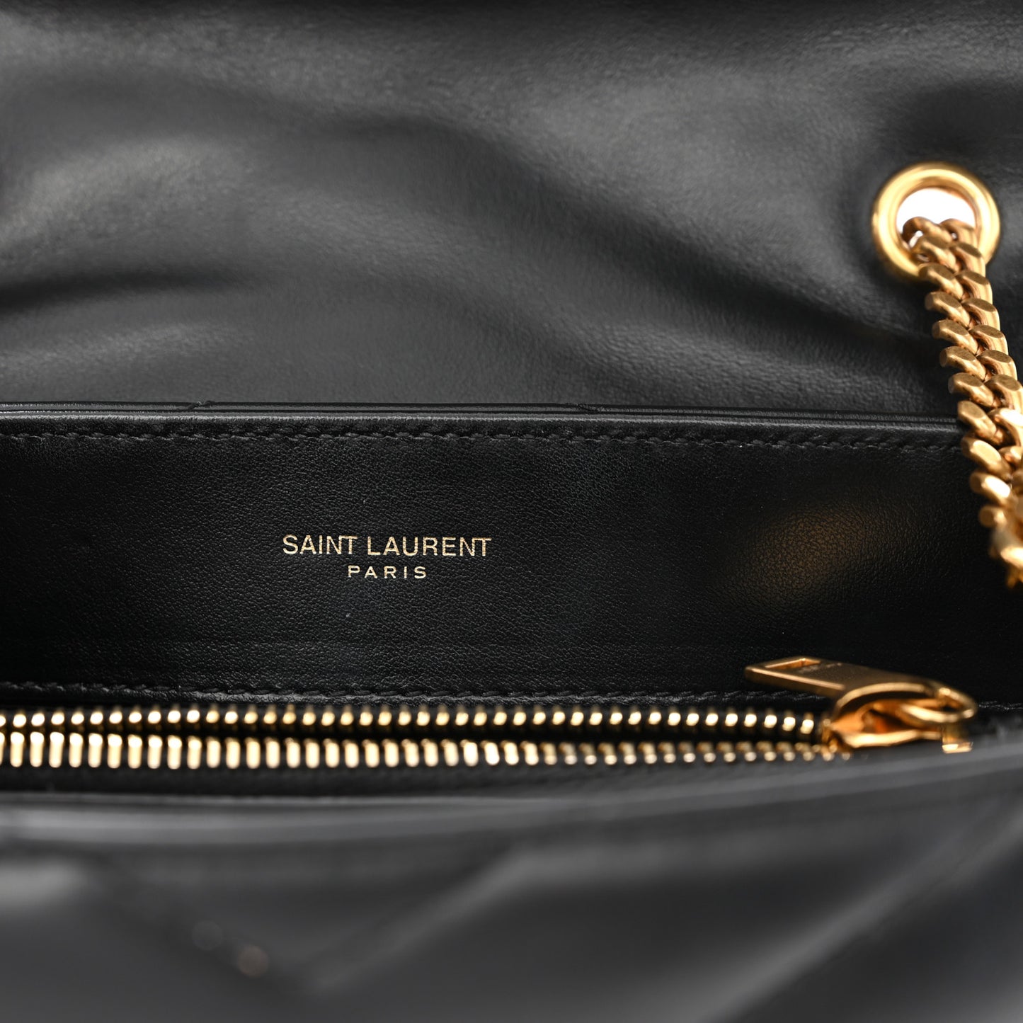 Calfskin Y Quilted Monogram Small Loulou Chain Satchel Black