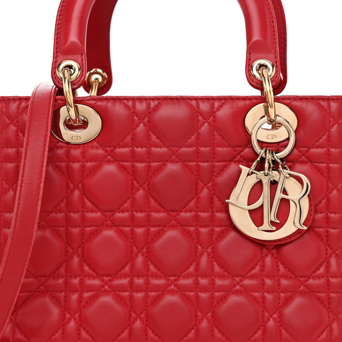 Lambskin Cannage Medium Lady Dior Red