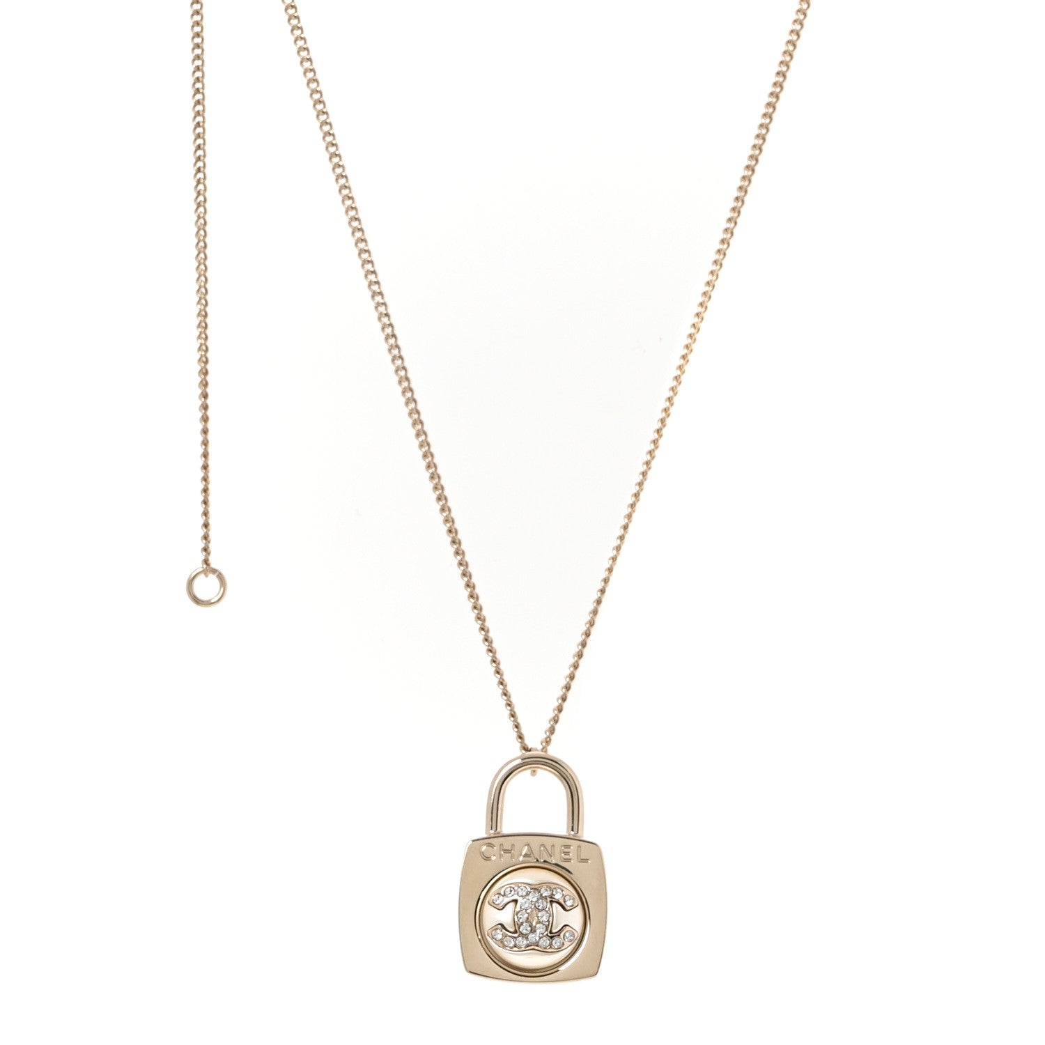 Chanel Crystal Pearl Lock CC Necklace Gold 1885899 – FASHIONPHILE