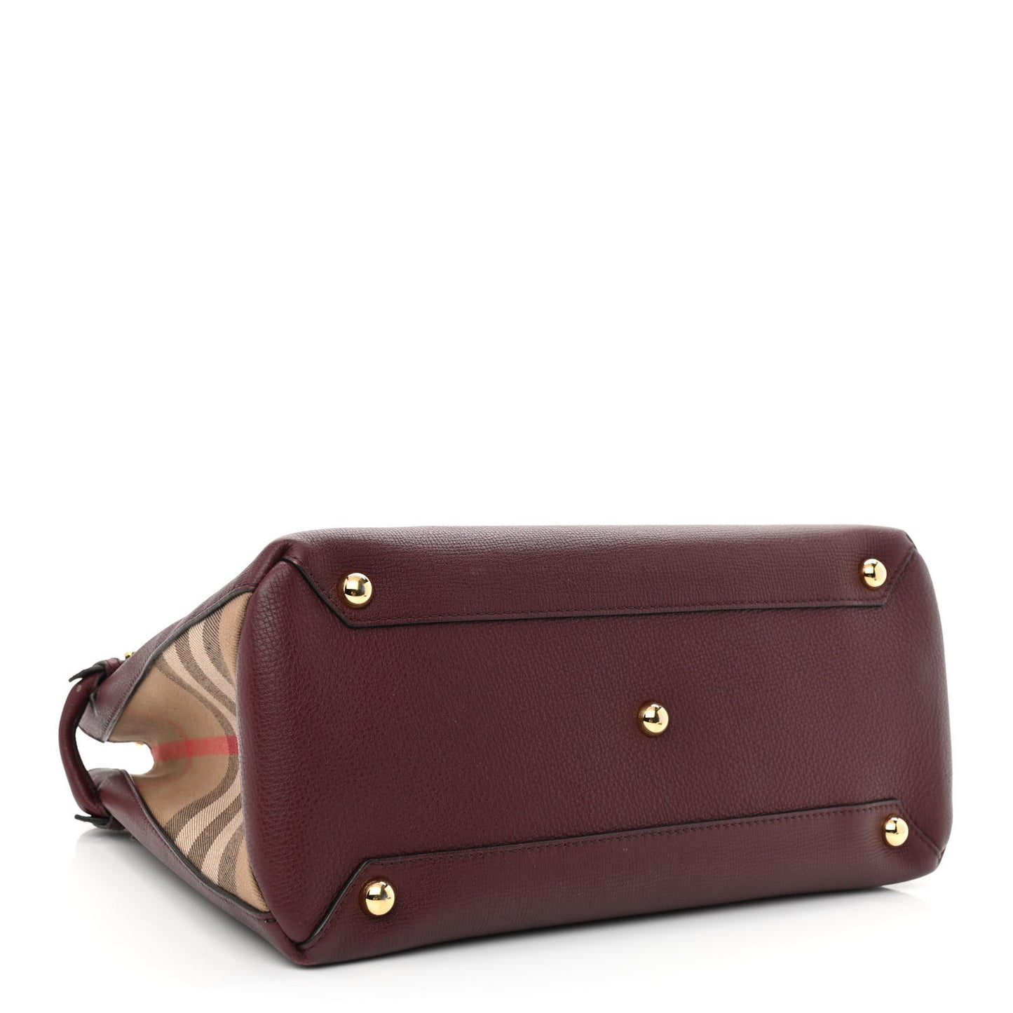 Grainy Calfskin House Check Medium Banner Tote Mahogany Red