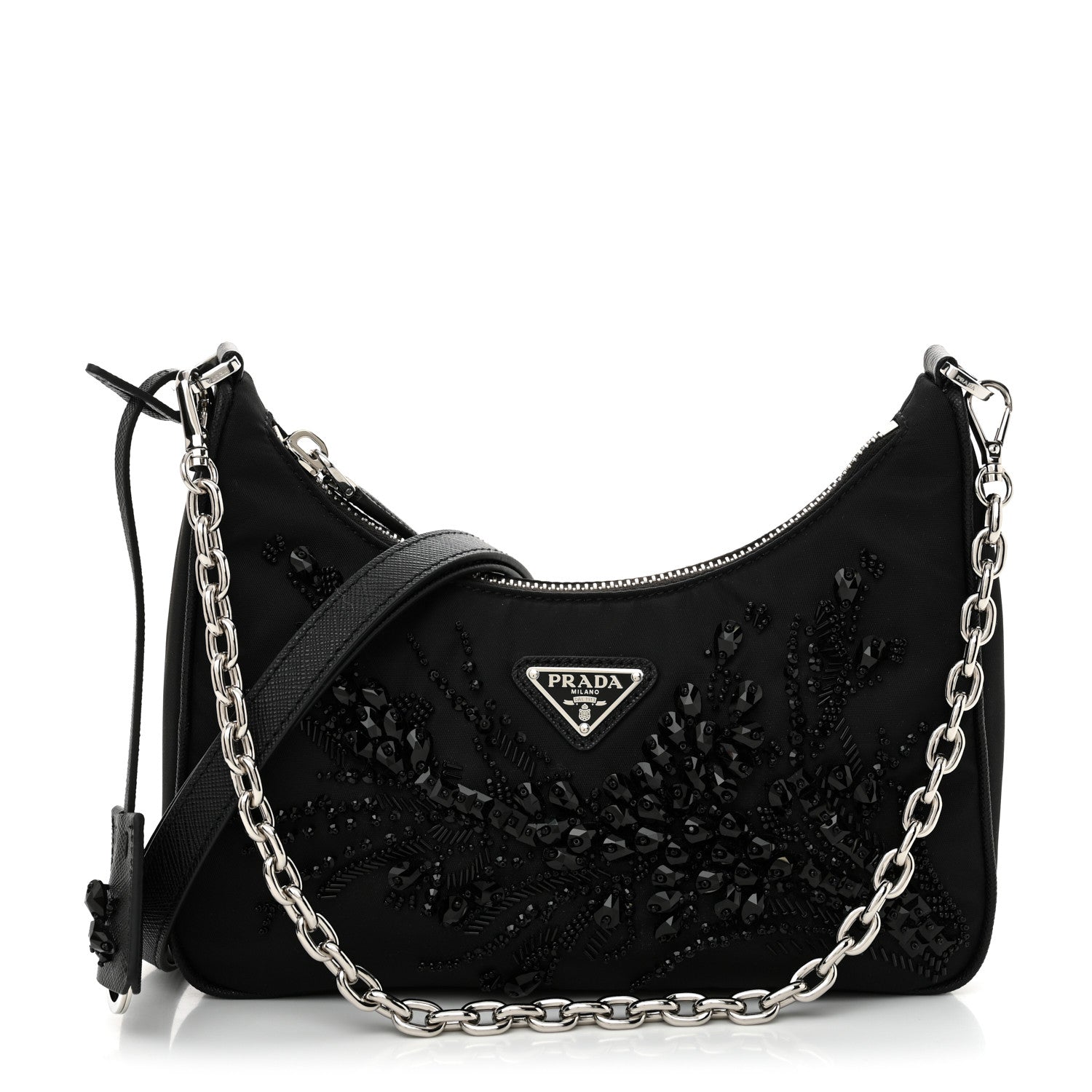 Prada Tessuto Nylon Saffiano Beaded Mini Re-Edition 2000 Shoulder