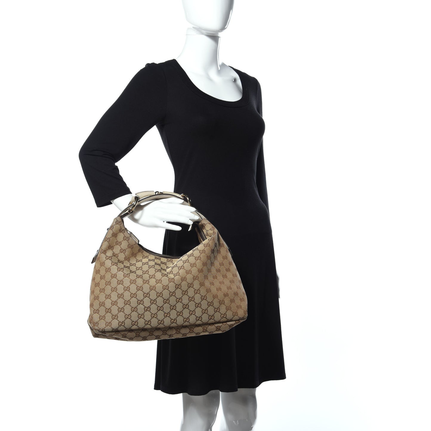 Monogram Medium Horsebit Chain Hobo Off White