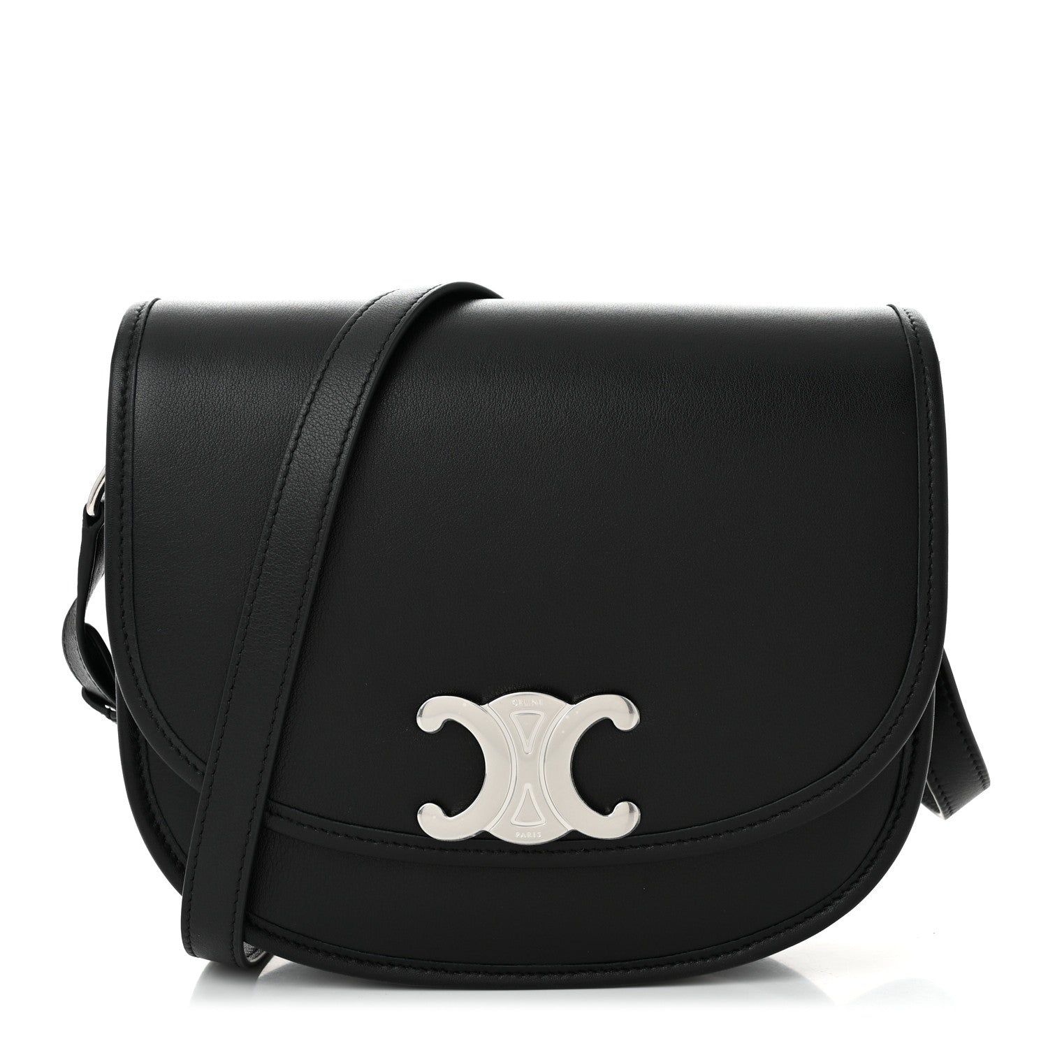 Celine Supple Calfskin Triomphe Medium Besace Black 1659754