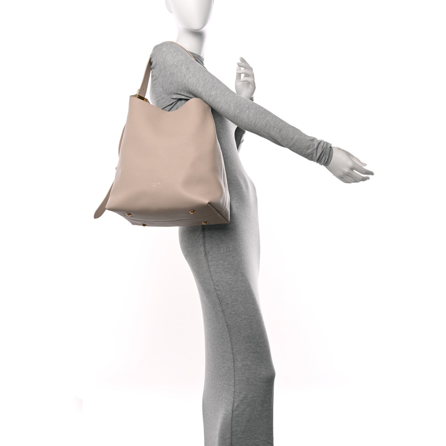 Grained Calfskin Low Key Hobo MM Limestone