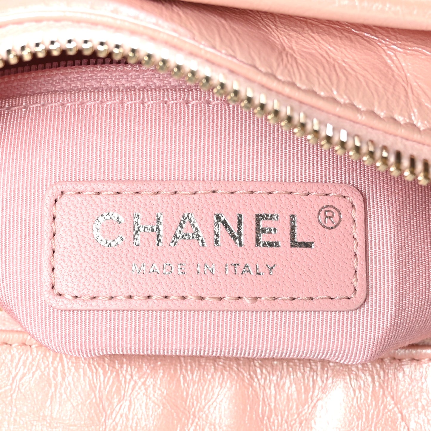 Iridescent Aged Calfskin Quilted Small Gabrielle Hobo Rose