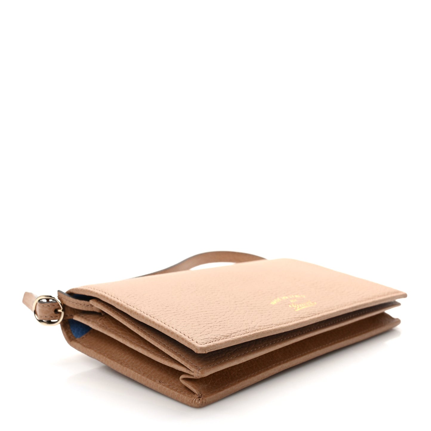 Dollar Calfskin Mini Swing Wallet Bag Camelia Mineral Blue