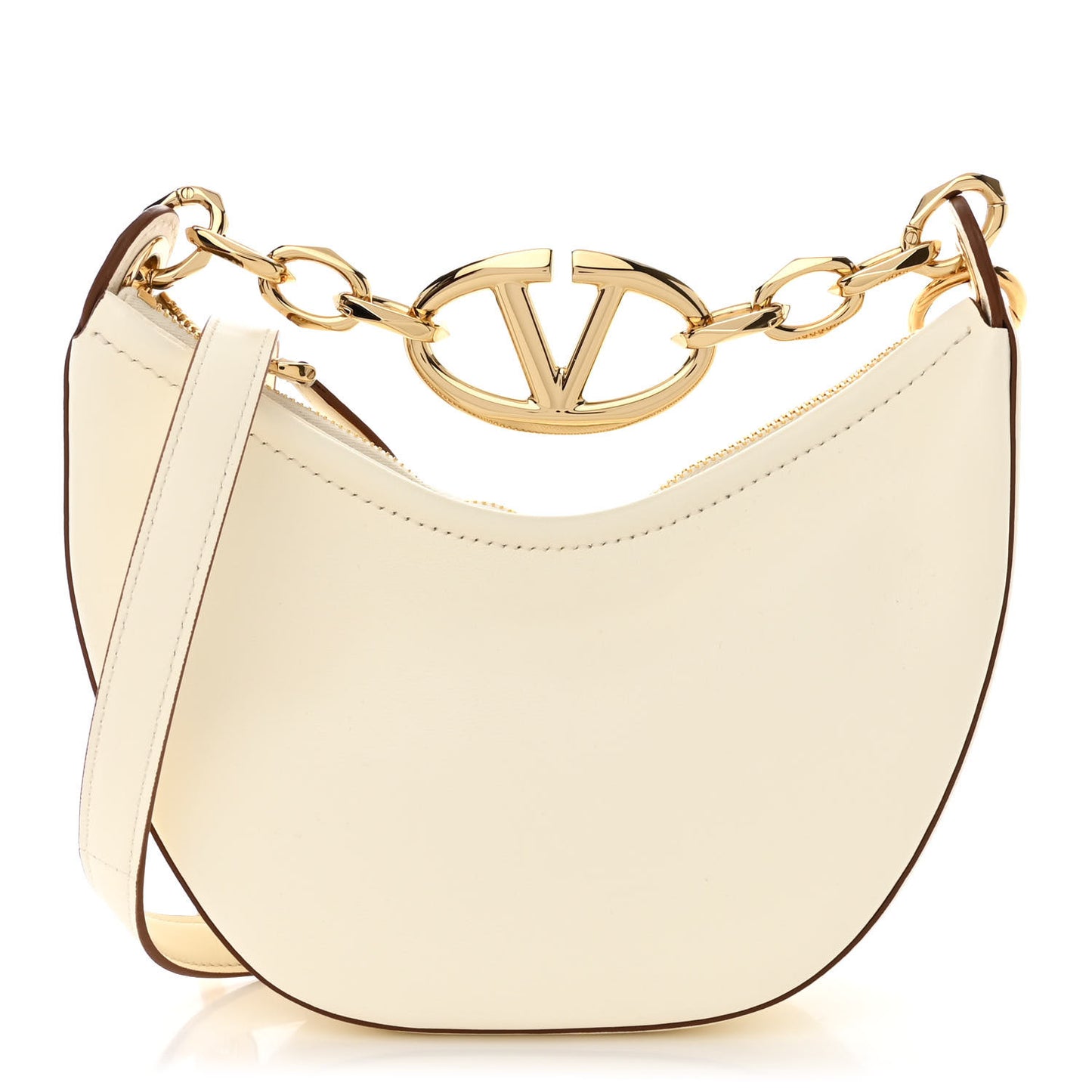 Nappa Mini Vlogo Moon Hobo Bag Ivory
