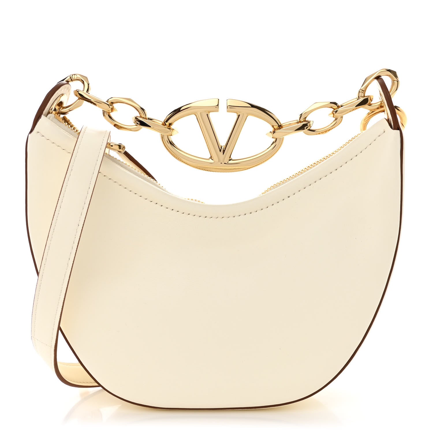 Valentino Garavani Nappa Mini Vlogo Moon Hobo Bag Ivory 1 of 10