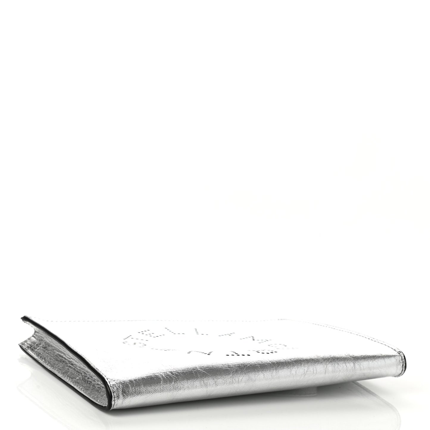 Metallic Alter Nappa Perforated Pouch Silver