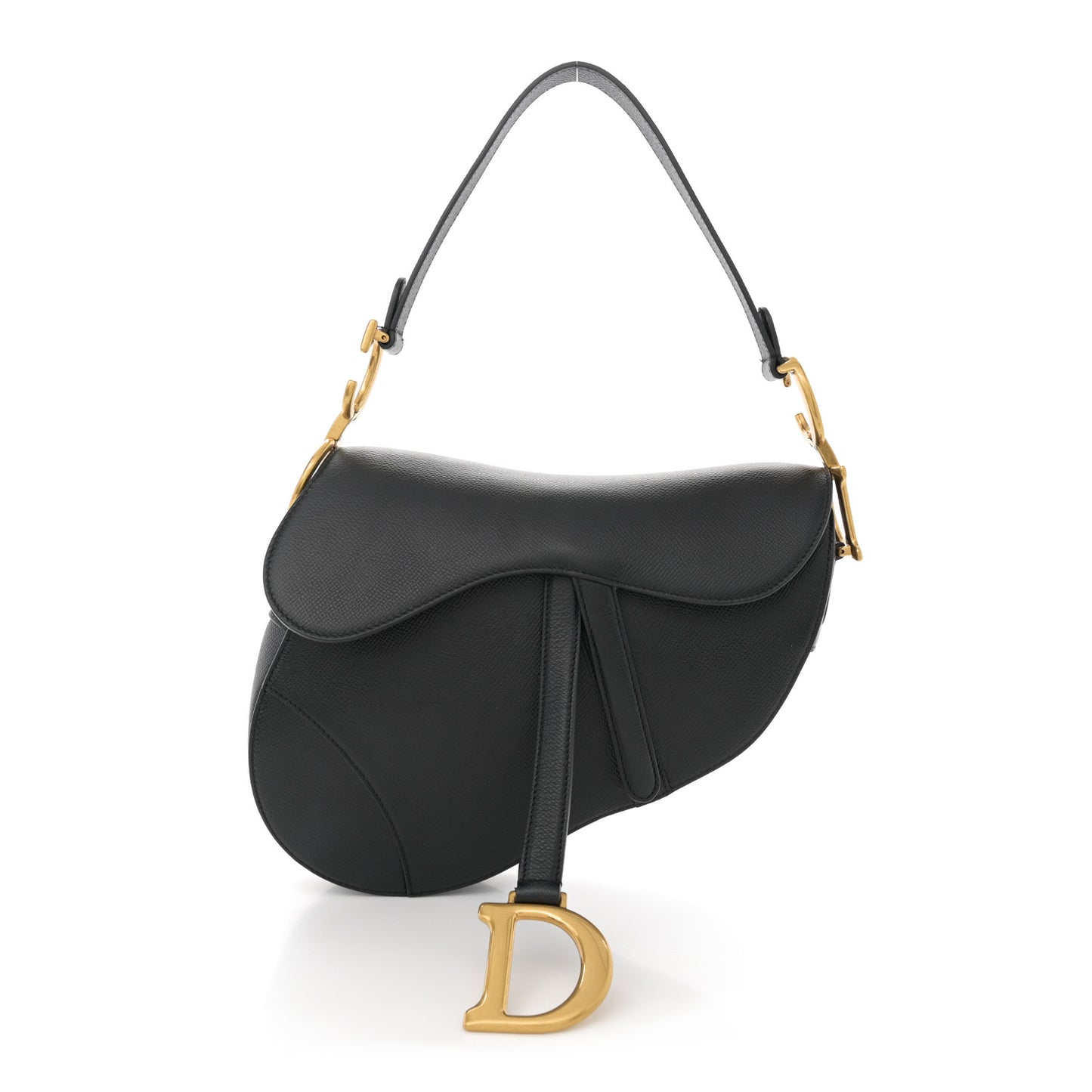 Grained Calfskin Saddle Bag Black