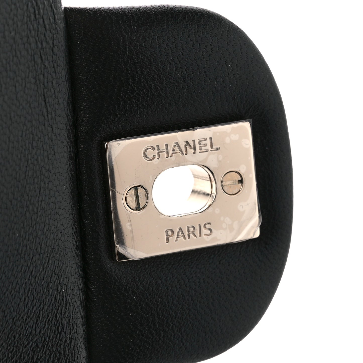 Lambskin Quilted Mini Top Handle Rectangular Flap Black