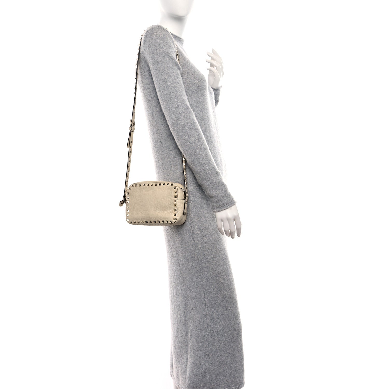 Valentino Garavani Grained Calfskin Rockstud Camera Crossbody Bag Ivory 2 of 12