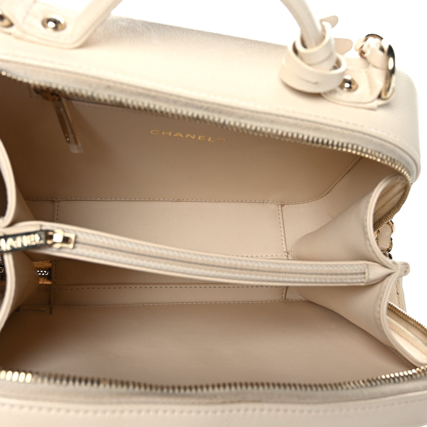 Caviar Quilted Medium CC Filigree Vanity Case Light Beige