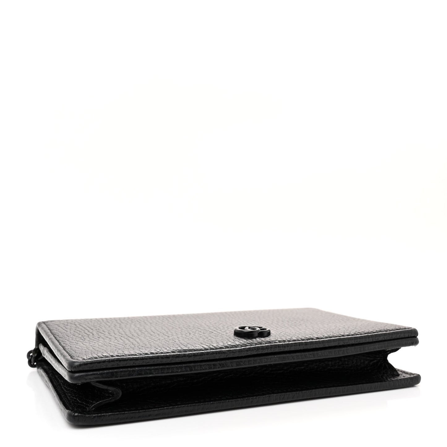 Dollar Calfskin Enamel Monochrome Mini GG Marmont Chain Wallet Black
